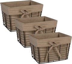 Dii Farmhouse Chicken Wire Storage Baskets With Liner, Small, Vintage, 3 Piece - £33.66 GBP
