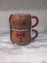 Target Gingerbread Coffee Mugs Set, Christmas Ceramic Cups, Stackable Design - £11.61 GBP