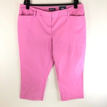 Lands End Khaki Pants Crop Capri Mid Rise Slim Leg Cotton Stretch Pink 18W - $24.08