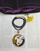 Pop Art handpainted pendant necklace inspired by Roy Lichtenstein resin covered - £30.61 GBP