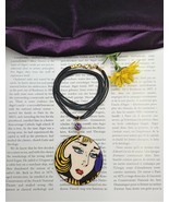 Pop Art handpainted pendant necklace inspired by Roy Lichtenstein resin ... - £31.36 GBP