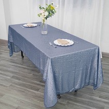 60X126&quot;&quot; Dusty Blue Sequin Rectangle Tablecloth Wedding Party Catering L... - £41.39 GBP