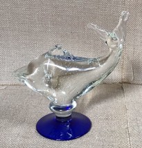 Hand Blown Art Glass Fish Paperweight Controlled Bubbles Nautical Coastal - $34.65