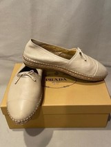 Prada Espadrille Loafer Sand Flat Shoes Sand Leather Cap Toe Bow 39 Box Bag - $156.75