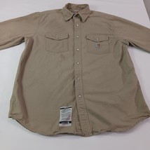 Carhartt FRS006 KHI Men's L Brown Flame Resistant Snap Button Cotton Blend Shirt image 10
