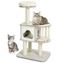 46 Inch Wooden Cat Activity Tree with Platform and Cushionsfor for Cats and Kitt - $141.99