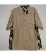 Tommy Hilfiger Green and Tan Lightweight Shirt with Camouflage Floral Ac... - $24.50