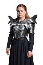 Medieval Steel Lady Warrior Fantasy Half Body Armor Corset With Pauldron... - $145.00