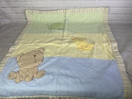 VTG Carter&#39;s Bear Duck Frog Bubbles Reversible Baby Blanket Security Lovey - £19.38 GBP