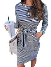 Women&#39;s Summer Casual Striped Short Sleeve T Shirt Dresses   - $35.69