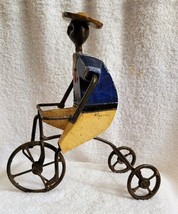 Manuel Felguerez Vtg Metal Sculpture Boy On Tricycle Bike Original Rustic Art - £62.92 GBP
