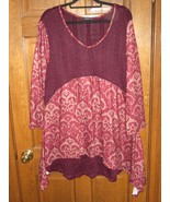 Reborn New York Maroon Double Layered Sweater Tunic Top - Size 3XL - $22.76