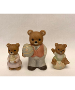 Homco Easter bear figurines vintage 1985 set of 3 girl boy Papa dad fath... - £3.13 GBP