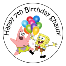 Spongebob Birthday Stickers, Labels, Tags, Favors, 2.5&quot;, Round, Personalized - $11.99