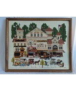 Charles Wysocki Finished Needlepoint Crewel Picture Folk Art Mounted 16x20 - $80.00