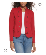 NWT Tommy Hilfiger Women&#39;s Military Band Jacket Red $109 S - $54.00