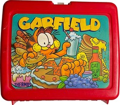 Vintage Garfield The Cat Thermos Brand Plastic Lunch Box & Drink Bottle 1978  - £39.81 GBP