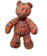 Vintage Florida Gators Fabric Teddy Bear Print Team Orange and Blue Hand... - €18,61 EUR