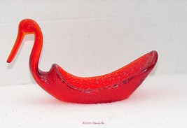 Beautiful Red Hand Blown Glass Swan Dish Made by Kanawha Glass Company - $14.99
