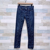 7 For All Mankind Roxy Mid Rise Skinny Jeans Dark Wash Stretch Denim Wom... - $39.59