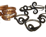 2 Sets of Metal Napkin Rings Copper Colored - 5, Gunmetal - 6 - $12.34