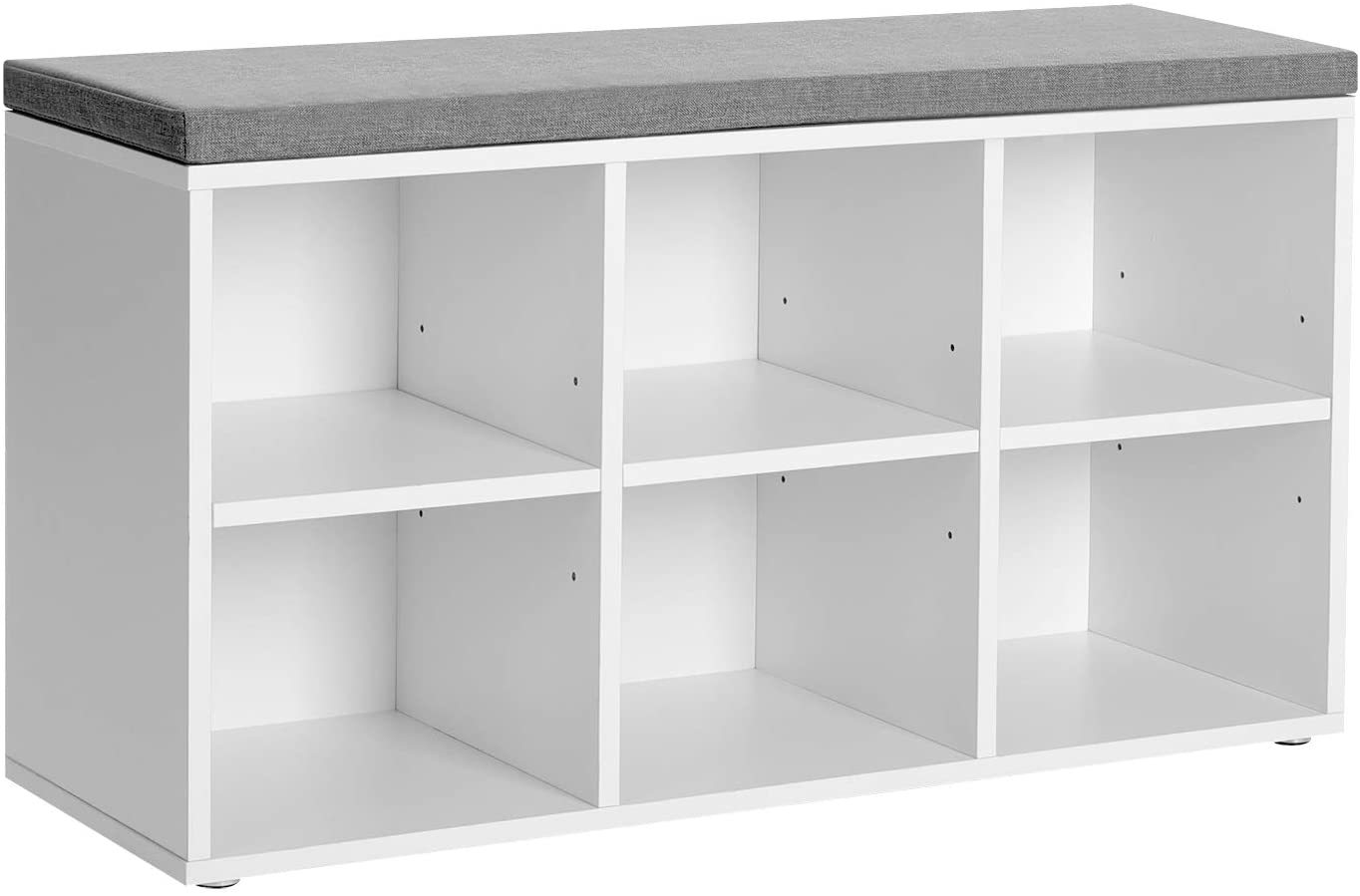 VASAGLE Shoe Bench with 6 Compartments and 3 Adjustable Shelves, Cushioned Seat, - $98.99