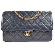 Chanel Classic Single Flap Medium Shoulder Bag Navy Lambskin - £3,091.64 GBP