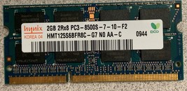 Lot of 2 Hynix 2GB 2RX8 PC3-8500S-7-10-F2 Laptop Memory HMT125S6BFR8C-G7 - £7.06 GBP