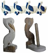 WorldBazzar Kitchen OR Bathroom Set Hand Carved Pelican Paper Towel Holder and T - £35.52 GBP