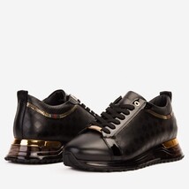 The Cenova Black & Gold Leather Men Sneaker image 7