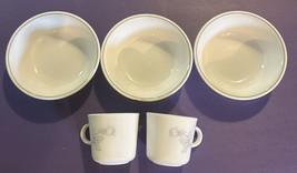 Vintage Corelle Solitary Pattern w/ Gray Roses Cups With Bowls - Read Desc. - £21.62 GBP