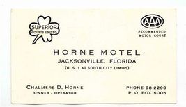 Horne Motel Business Card US1 Jacksonville Florida Superior Courts - $11.88