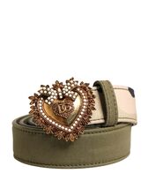 Dolce &amp; Gabbana Green Camouflage Devotion Metal Buckle Belt Women - $512.99