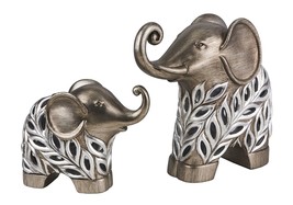 Kiara Polyresin Decorative Elephant Set of Two ,  5.5&quot; and 8.5&quot; H  OK-4285D - £34.39 GBP