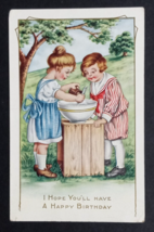 Happy Birthday Kids Whitney Made Postcard c1917 Embossed Mixing Bowl Wood Crate - $7.99