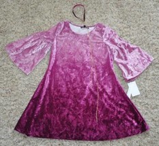 Girls Dress Party Holiday Pink My Michelle Velour 3/4 Sleeve &amp; Necklace Set-sz 8 - £22.15 GBP