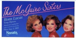 The McGuire Sisters Harrah&#39;s Reno Nevada Postcard 1985 Ronn Lucas - £8.63 GBP