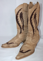 Bamboo Women&#39;s Western Style Boots Tan Brown Faux Suede Size 7 - £14.69 GBP