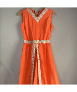 Vibrant Orange Wide Leg Jumpsuit with Elegant Gold Accents - $66.72 CAD