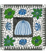 Painted Silk Scarf  inspired by Kusama Art White blue Pumpkin Polka dots... - £72.39 GBP