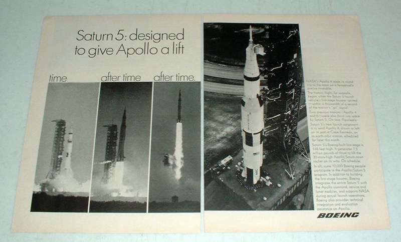 1969 Boeing Saturn 5 Rocket Ad w/ Apollo 9 - $18.49