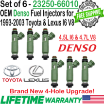 NEW OEM x6 DENSO 4Hole Upgrade Fuel injectors for 1993-03 Toyota Land Cr... - $356.39