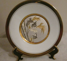 LAL Chokin Art Collection 24KT Gold Rim 6&quot; Plate With 4 Birds Signed - £22.69 GBP