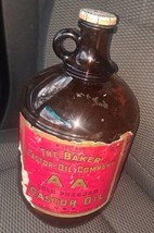 The Baker Castor Oil Company AA Gold Glass Bottle 8 lbs 1 Gallon NJ &amp; LA. - £36.92 GBP