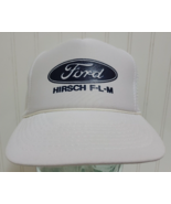Vtg FORD HIRSCH F-L-M Snapback Trucker Hat White Farm Advertising Ball C... - £37.45 GBP