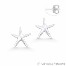 Starfish Ocean Sealife Animal Charm Oxidized .925 Sterling Silver Stud Earrings - £11.50 GBP