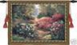53x43 GARDEN PATH Floral Flower Tapestry Wall Hanging - £134.85 GBP
