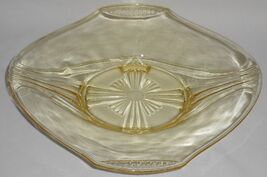 1920s/30s Art Deco YELLOW TOPAZ DEPRESSION GLASS Oval Footed CONSOLE BOWL - $23.75