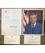 1977 VP Walter Mondale Auto Signed Letter Color Photo 2 Signature Cards ... - £58.63 GBP