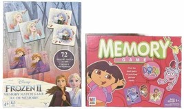 Disney Frozen II + Dora The Explorer 72 Pairs Memory Matching Games - CO... - $21.56
